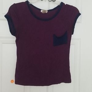 Purple T shirt w Navy trim